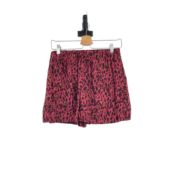 & Other Stories Shorts Leopard Cheetah Print Drawstring Pull-On Maroon Size US 6 - Picture 6 of 10